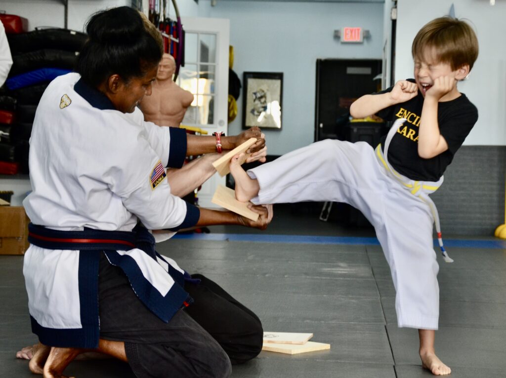 Master Santhi Castle teaching students at Encinitas Karate