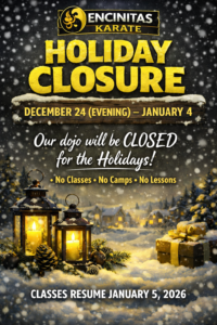 Encinitas Karate Holiday Schedule