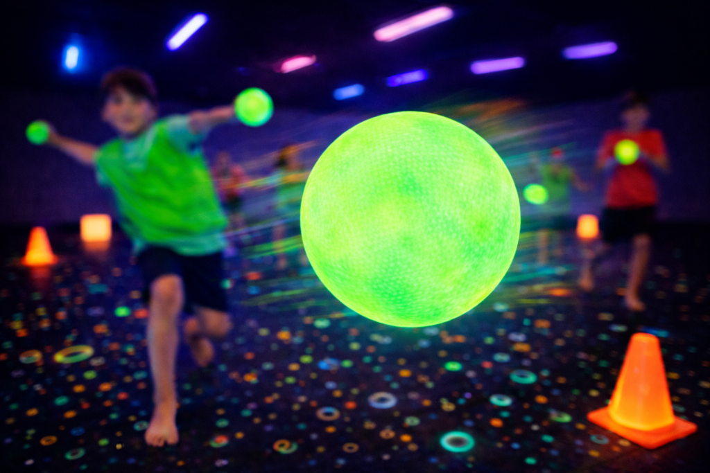 kids game night glow in the dark dodgeball